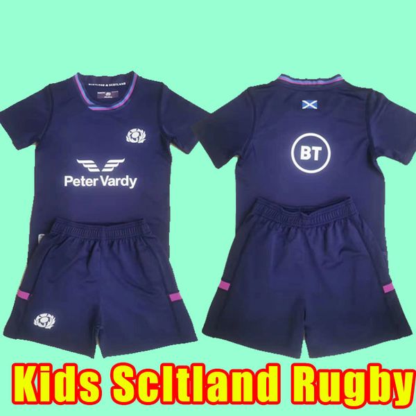 Crianças Escócia 2022 Rugby Jersrys Home National Team Escócia Polo T-shirt Rugby Jersey Mens Camisas 2021 Nova Copa do Mundo Sevens Treinamento Criança Kits Completos Set
