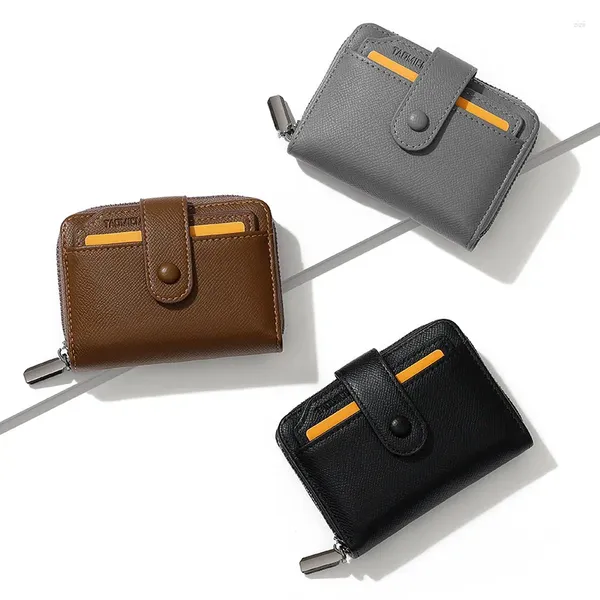 Carteiras High-end Business Commuting PU Coin Card Bag Criativo Zipper Curto Carteira de Grande Capacidade