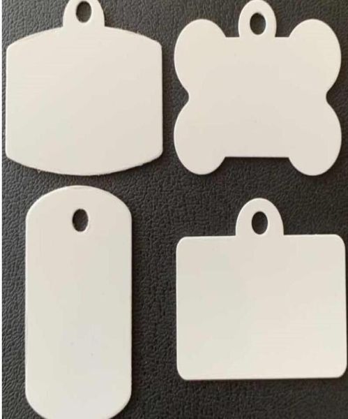 100 pz Tag Sublimazione FAI DA TE In Bianco Bianco Alluminio Doppia Faccia Quadrato Pet Dog tag ID Card Mix Style3124092