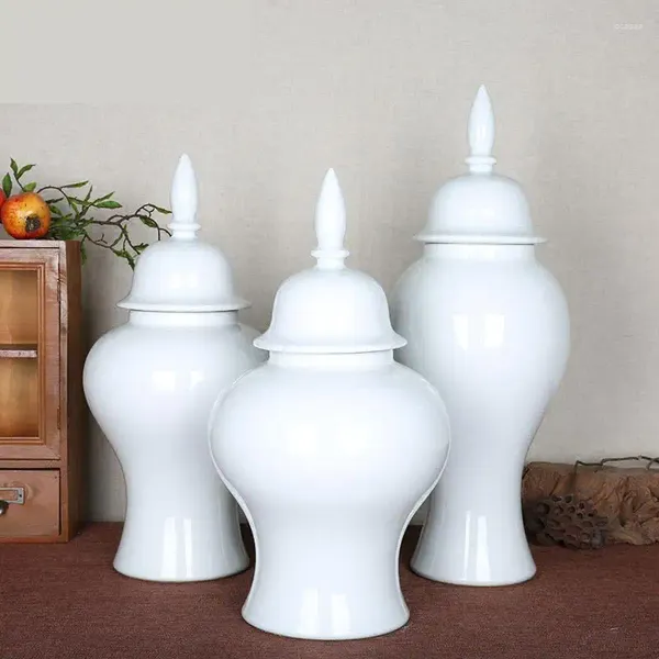 Bottiglie Vaso in ceramica Jingdezhen Accessori creativi Vaso tempio europeo fatto a mano Fiore bianco Soggiorno Porcellana arredamento morbido