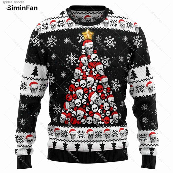 Moletom Com Capuz Masculino Crânio Pinheiro Suéter De Natal 3D Em Todo Impresso Homens Pulôver Casual Moletom Manga Longa Camisas Casaco Unissex Streetwear L231101