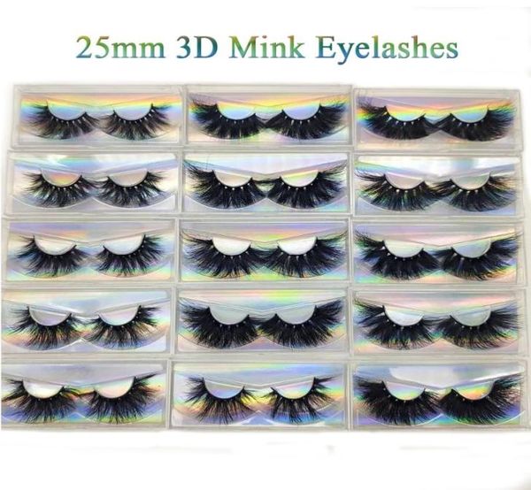 25mm Mink Kirpikler Mink Kirpikleri Toplu 3D Kirpikler 6D uzunluğunda kıvırcık kirpik uzantısı sahte kirpikler bütün makyaj7474595