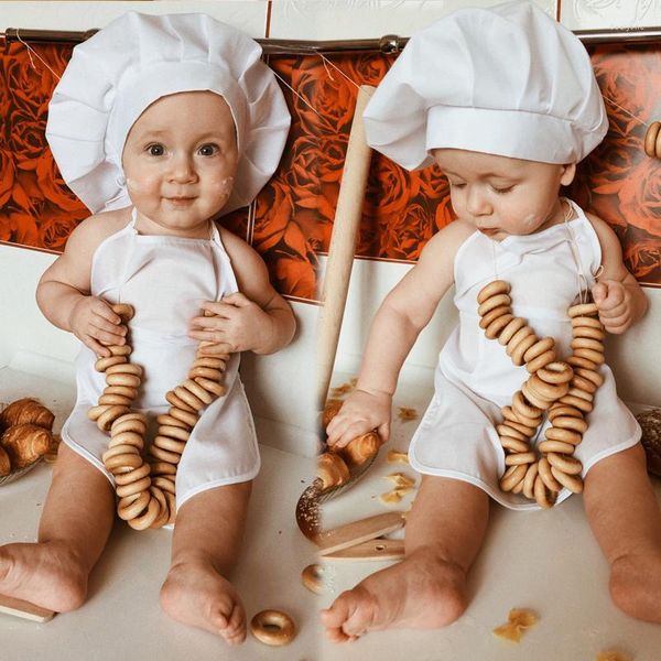 Hats Chef Baby Chef Avental Chapéu para crianças Trajes de traje de cozinheira Born Pograph Prop