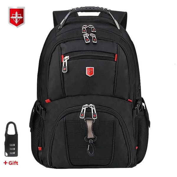 Zaino Zaino svizzero da uomo impermeabile Zaini per laptop da 15,6/17 pollici Borse da viaggio scolastiche Borsa da lavoro di grande capacità Mochila 231031