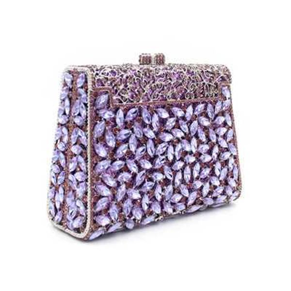 Bolsas de noite Luxury Purple Crystal Clutch Bag Notury Party Golden Party PROM BURSO MULHERM WEDIMENTO BRIDAL PACH POQUELA SOIEE Pochette 220908LuxuryBags886