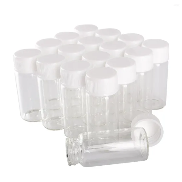 Бутылки для хранения оптом, 100 штук, 10 мл, стекло с белыми пластиковыми крышками, 22, 50 мм.
