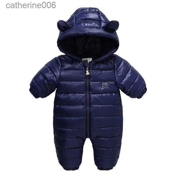 Tute Neonato Autunno Inverno Pagliaccetto Cappotto Orecchie da coniglio Cartoon Addensare Caldo Neonato Tuta da neve 0-2 anni Ragazza infantile Tuta OutfitL231101