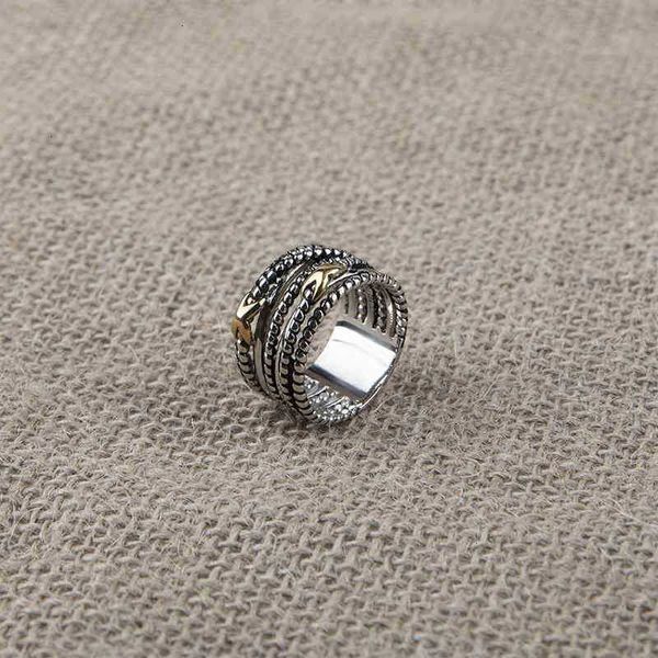 Torcido Dy Anel Designer Anéis para Homens Dy Jóias 18k Prata Vintage Moissanite Mens Anéis Moda Jóias Homem Namorado Presente Festa Tamanho 6-9ZOWT