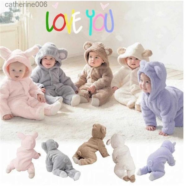 Overalls 0-12M Neugeborenen Baby Strampler Herbst Winter Warme Fleece Baby Jungen Mädchen Kostüm Baby Mädchen Kleidung Tier insgesamt Baby JumpsuitsL231101