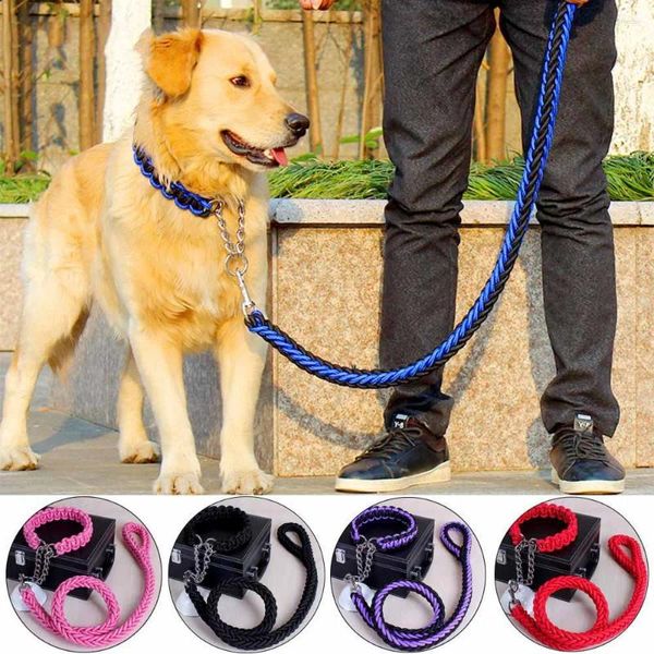 Coleiras para cães sem estrangulamento, conjunto de coleira de nylon para animais de estimação, corda para cães grandes, pitbull, corrente p, filhotes, animais de estimação, treinamento, deslizamento durável