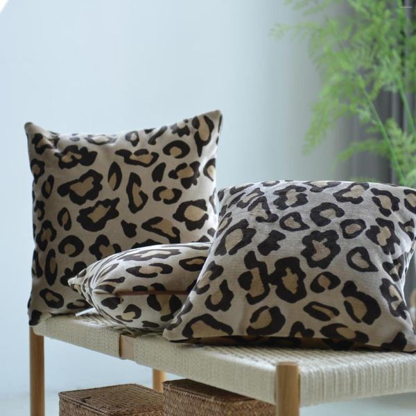 Travesseiro dunxdeco clássico tampa de impressão de leopardo arte decorativa macia capa de escritório de escritório moderno cadeira de cama counsin