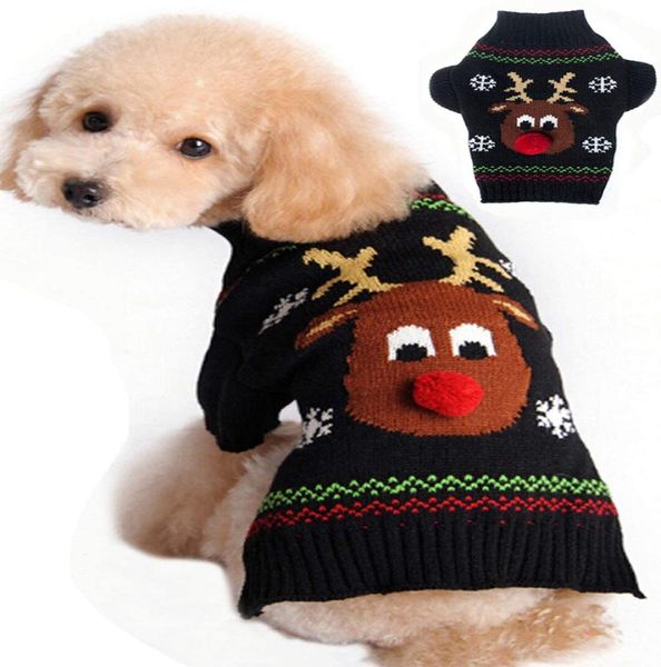 Hundepullover Weihnachten Cartoon Rentier Haustier Katze Winter Strickwaren Warme Kleidung2321351