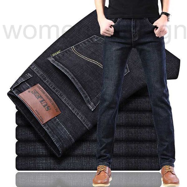 мужские джинсы Мужские джинсы дизайнерские роскошные Su Lee Весенне-осенний модный бренд мужские эластичные прямые трубки свободные повседневные большие облегающие универсальные брюки черные 0FOQ