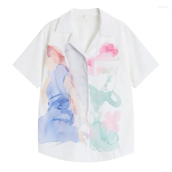 Женские блузки EBAIHUI Корейская модная женская белая рубашка Harajuku Повседневная женская блузка с графикой Летние элегантные шикарные топы с короткими рукавами