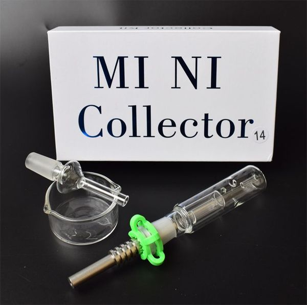 Kit mini collettore congiunto da 10 mm 14 mm 18 mm Mini kit Tubi da fumo in vetro Dab Collettori di paglia Nector con bocchino Punta in titanio ZZ