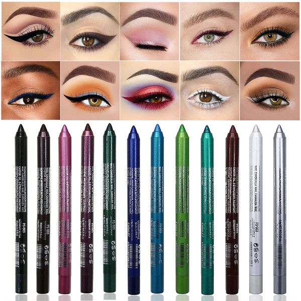 Matita eyeliner in gel impermeabile Verde Blu Bianco Nero Marrone Viola Eyeliner per donne Trucco a prova di sbavature sulla linea di galleggiamento