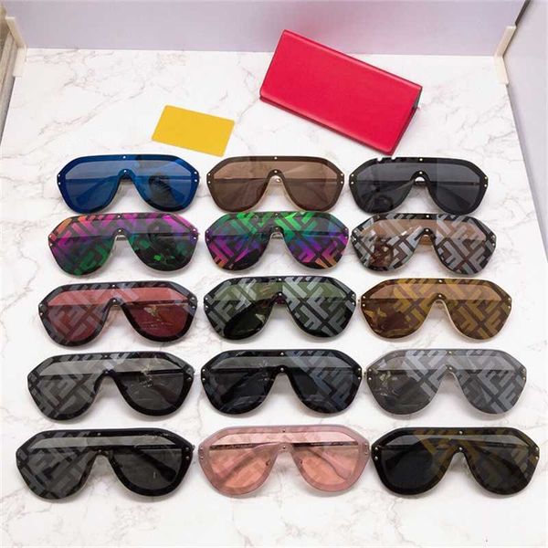 Fjiains net óculos de sol vermelhos do mesmo estilo masculino letras impressas lentes sapos femininos FFM0039