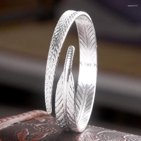 Bracciale rigido con piuma d'angelo per donna, semplice regalo di gioielli per matrimoni, designer di lusso