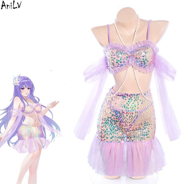 Ani 2023 Summer Anime Girl Sirena costume da bagno donna Fata spirito lucido Bling costumi da bagno Costume Cosplay cosplay