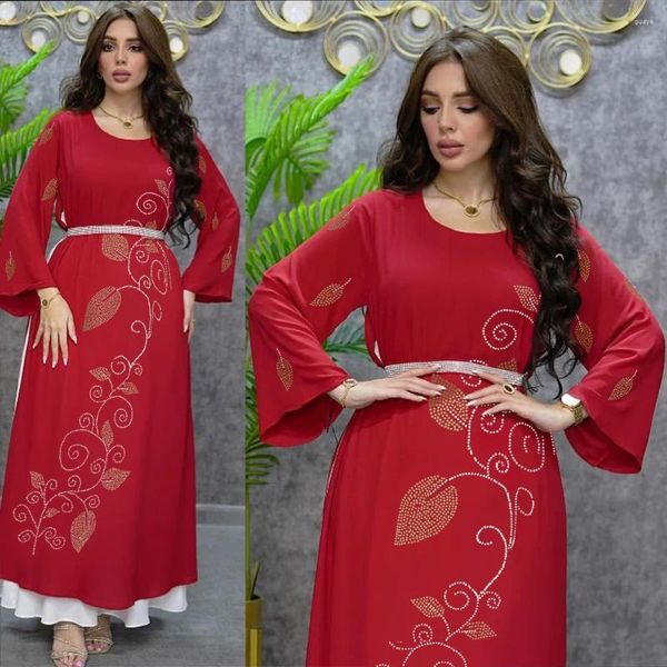 Roupas étnicas Eid Mubarak Caftan Mulheres Muçulmanas Diamantes Abaya para Turquia Dubai Kaftan Islâmico Marroquino Jalabiya Vestido de Festa Vestidos de Noite