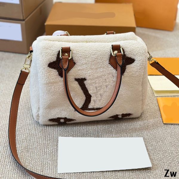 Lamm Velvet Kissenbeutel Winter Designer -Umhängetaschen Frauen Luxus Fuzzy Handtasche Klassische L -Purse Crossbody Handtaschen