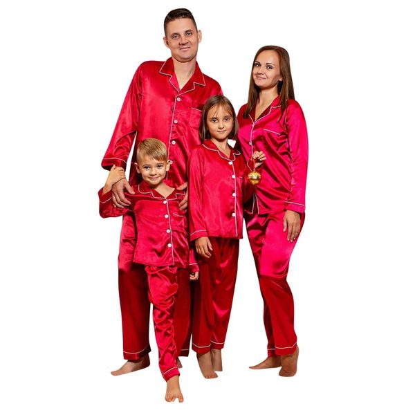 Trajes a juego para la familia 2 piezas Pijamas de satén navideños PJs Sólido Familia a juego Navidad Invierno Manga larga Ropa de dormir Conjunto de pantalones para niños Niñas Mujer Hombre 231031