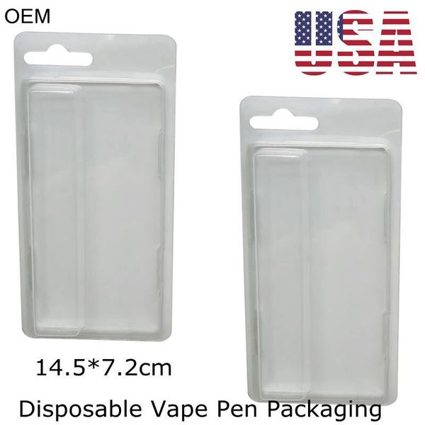 Pacote clamshell de estoque dos EUA para caneta Vape descartável 1.0ml 2.0ml 3.0ml Clam shell case vazio vaporizador caneta 800pcs / case cartão eletrônico personalizado