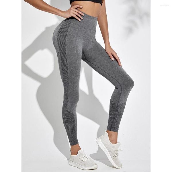 Damen-Leggings, feste, nahtlose Damen, weiche Trainingsstrumpfhose, Fitness-Outfit, Yogahose, hoch taillierte Sportbekleidung, Lycra, Spandex