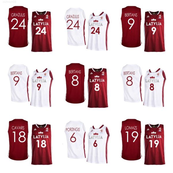 2023 FIBA ​​Letonya Dünya Kupası Basketbol Forması 00 Rodions Kurucs 5 Mareks Mejeris 6 Kristaps Porzingis 8 Davis 9 Dairis Bertans 10 Janis Timma
