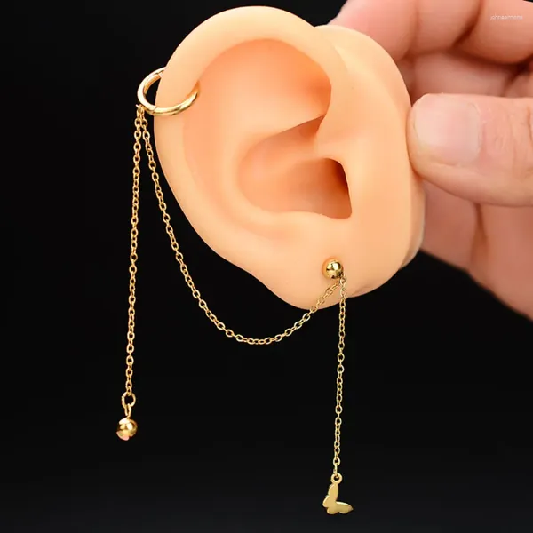 Ohrstecker 1 Stück Edelstahl Doppellochketten Knorpelrücken Ohrring Ohr Frauen Punk Hip Hop Persönlichkeit Piercing Schmuck