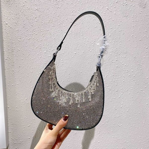 Diamante brilhante e inflexível Ferrilhado transparente Crystal Bag Dinner Diamond Bolesa de meio mês Bolsa 230401