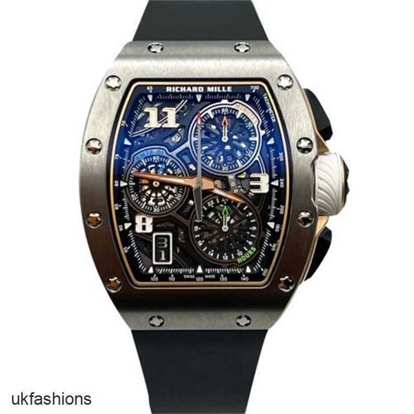 Richardmiler relógios de pulso mecânicos automáticos, relógios fabricados na Suíça, estilo de vida interno, tabela de código de temporização, titânio Rm72-01HBWC