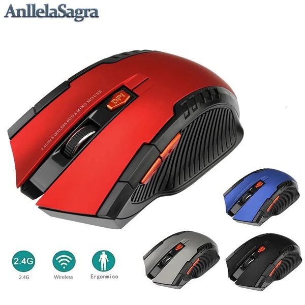 Camundongos 2,4 GHz Mouse de jogo de mouse óptico sem fio com gamer receptor USB 1600DPI 6-Button Mouse para acessórios para laptop de computador 231101