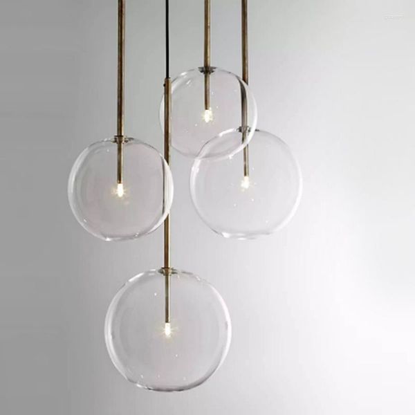 Pendelleuchten Nordic Einfache Transparente Glasblase Design Einzelkopflampe Moderne G4 Gold Hardware Restaurant DIY Dekor LED-Licht