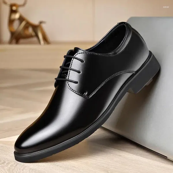 Abendschuhe für Jungen, Herren, Herbst, Business, formelle Kleidung, Knopfbreite, lässig, Leder, Schwarz, hochwertiger britischer Stil für Hochzeit und Bräutigam