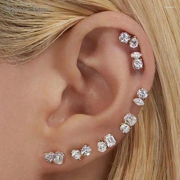 Brincos de parafuso prisioneiro 1 pc cristal orelha piercing cartilagem tragus daith para mulheres mini parafuso de aço inoxidável empilhamento jóias