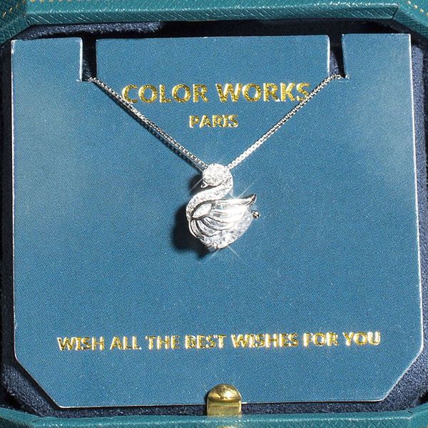 Ожерелья с подвесками Дизайнерское ожерелье Французские цветные работы Ожерелье «Маленький лебедь» Женское серебро S925 Светлый роскошный Роскошный подарок для небольшой толпы