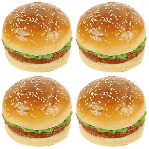 Decorazione per feste 4 conteggi di pizza simulata modello di hamburger Decorazioni per torte per bambini Decorazioni per hamburger Scena Food Pography Prop