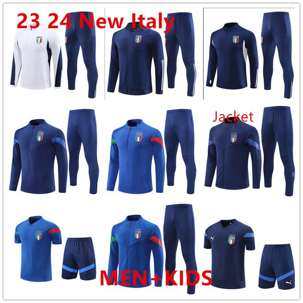 2023 New ITaly tuta da sopravvivenza giacca lunga mezza zip Tuta da allenamento calcio 23 24 Italia tute da calcio uomo set abbigliamento sportivo