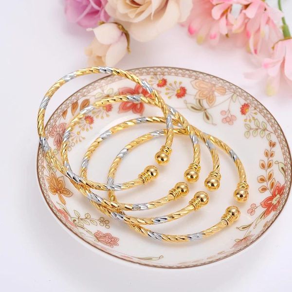 Bangle 4pcs ouro / prata colorido África jóias etíope banglebracelet dubai mulheres presentes crianças encantos festa de casamento de aniversário