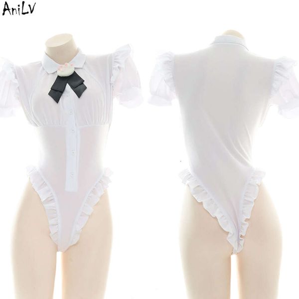 Ani Anime Girl Coffee Maid Uniform Cat Paw Bow Camicia Body Costume Donna Pamas Lingerie Cosplay cosplay