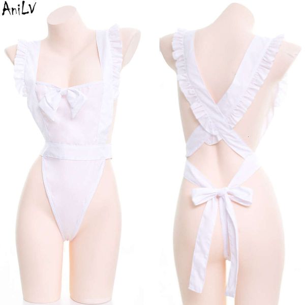 Ani japanses anime empregada avental bodysuit uniforme tentação traje cozinhar menina arco de uma peça lingerie festa cosplay roupas