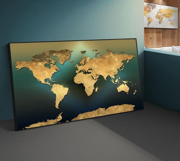 Moderno e minimalista Mappa del mondo Arte Poster e stampe Dipinti su tela Immagini di arte della parete per soggiorno Decorazione domestica Cuadros No 9813710
