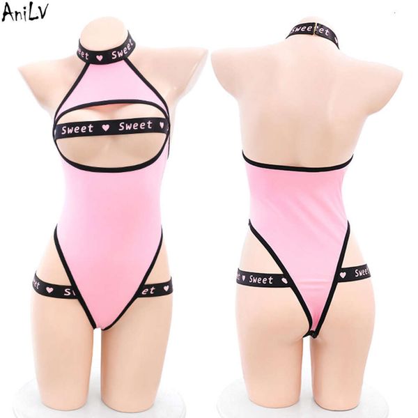 Ani modelo de carro cheerleading sexy uniforme cosplay feminino rosa doce oco bodysuit temperamento pamas trajes cosplay