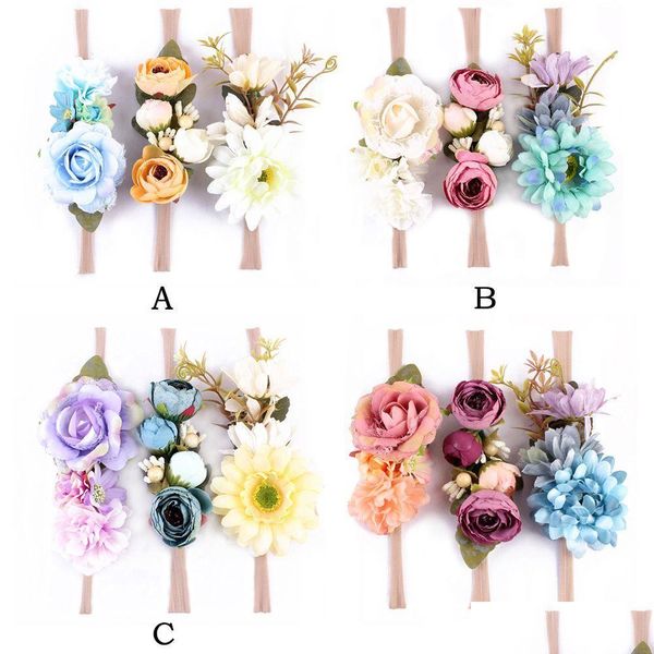 Diadema Conjunto De 3 Piezas Flores Niños Sombreros Diadema Niños Vacaciones Junto Al Mar Flor Artificial Mujeres Banda Para El Cabello Perímetro 26 Cm Gota Del Dhtzo