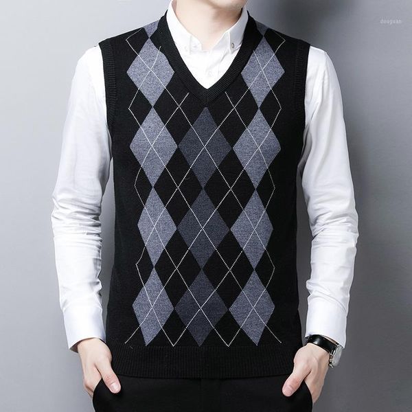 Coletes masculinos 2023 Autumn Winter Men Sweater Vest Wool Pullover Maleless Calele