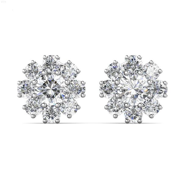 2023 Brillante pietra semipreziosa Moissanite Diamante 925 Fiore d'argento a perno a grappolo per gioielli Destiny