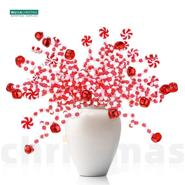 Decorações de Natal 24/36 / 50pcs Doces Encaracolados Enfeites de Natal Vermelho Branco Escolhas Sinos Pirulitos para Árvore de Natal Topper Decoração Artesanato em Casa Festa Navidad 231101