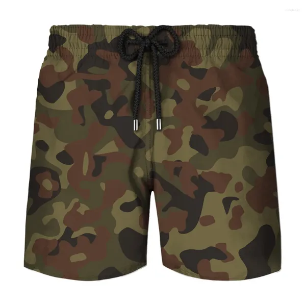 Shorts masculino moda praia roupa de banho calça de moletom para prancha de surf | Estampa Camuflada Casual - 2023