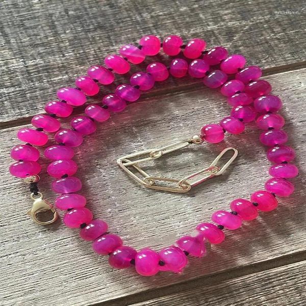 Girocollo moda perline in pietra naturale di alta classe collana di cristallo rosa mix and match banchetto festa glamour donna gioielli regalo